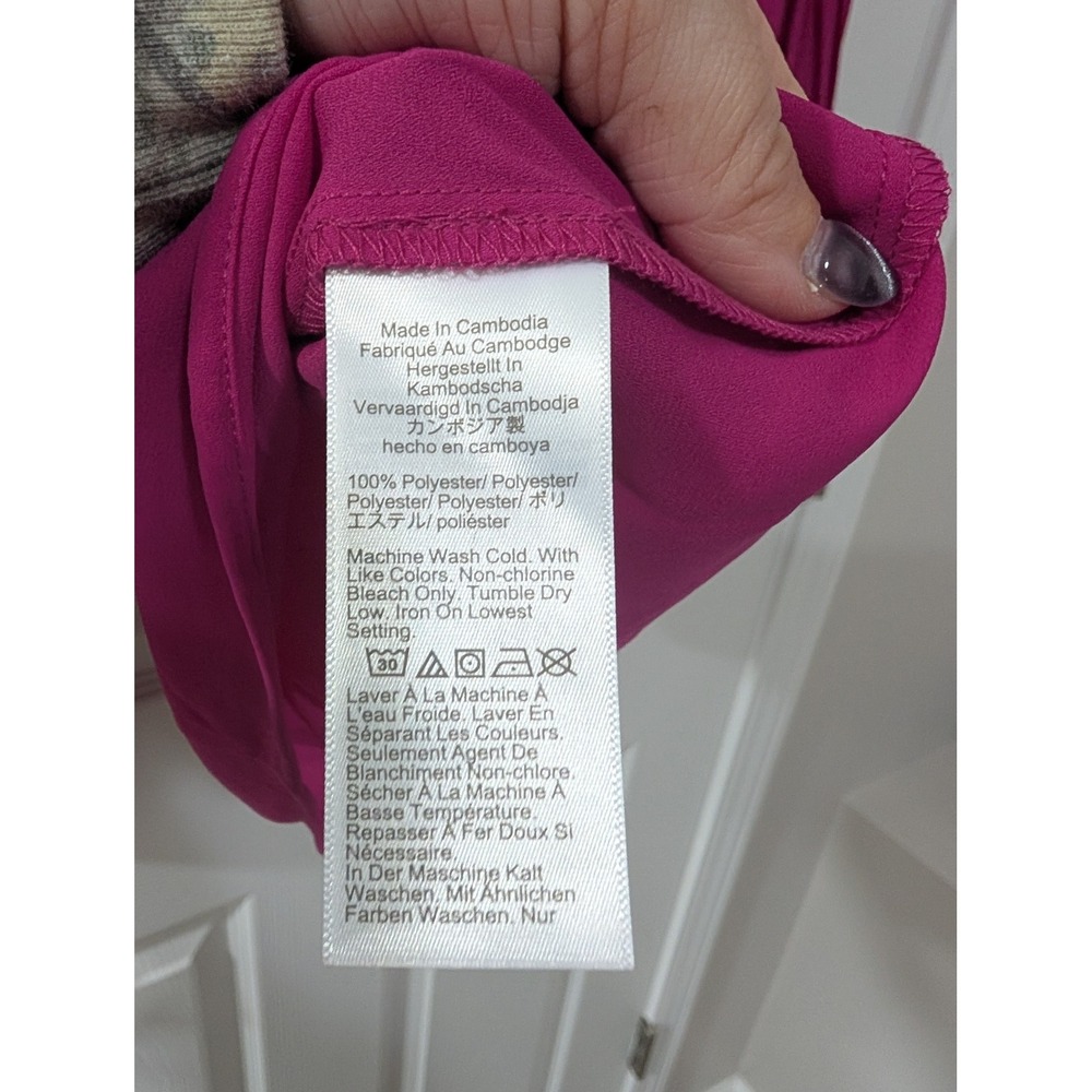 NWT, J. Crew Women's 2X, Pleated Long Sleeve Top, Fuchsia, Keyhole, Professional - Picture 4 of 6